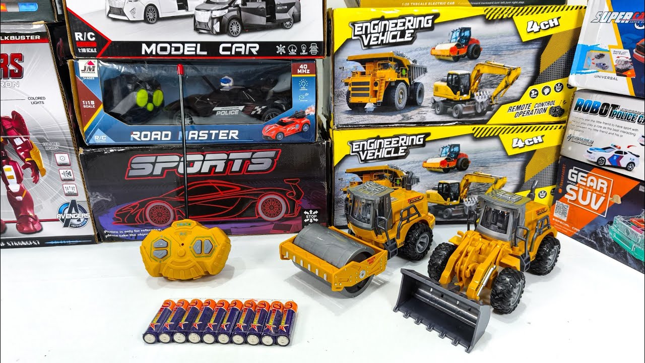 RC Construction Vehicles Unboxing | Road Roller, Police Car & Truck