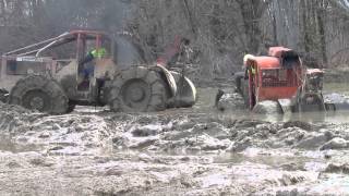 Skidder Pulls Another Skidder And A Chevy 4x4 Out Of DEEP MUD