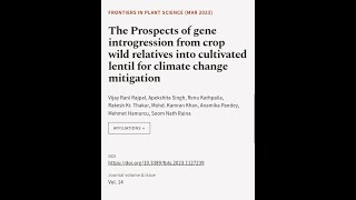 The Prospects of gene introgression from crop wild relatives into cultivated lentil f... | RTCL.TV