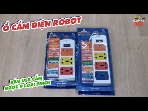 Ổ cắm điện Robot kèm USB cắm được 9 loại phích cắm khác nhau.