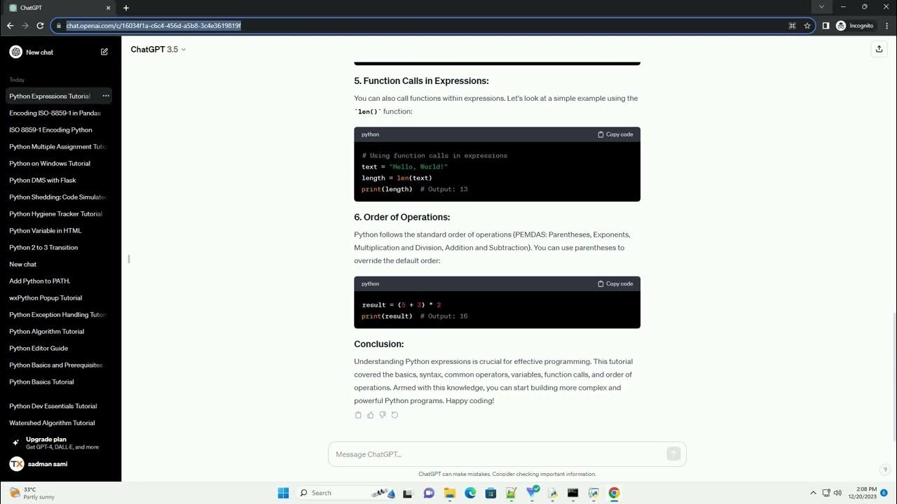 example of python expression - YouTube