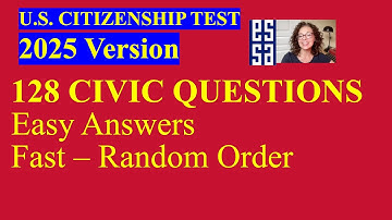 USCIS 128 Civics Questions EASY Answers Fast Random | 2025 Civics Test US Citizenship (10/15)