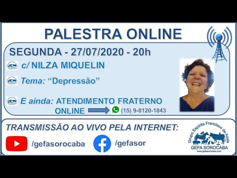 Assista: Palestra online - c/ NILZA MIQUELIN (27/07/2020)