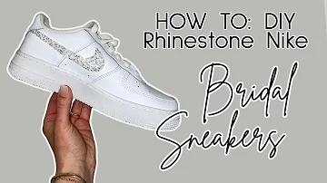 DIY rhinestone sneakers | how to make nike wedding shoes 👟✨🤍