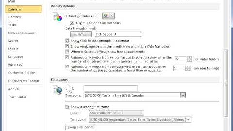 Outlook 2010 Change the Current Time Zone