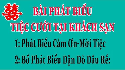 HƯỚNG DẪN PHÁT BIỂU TRONG TIỆC CƯỚI TẠI KHÁCH SẠN-BỐ VỢ PHÁT BIỂU DẶN CON GÁI, CON RỂ.