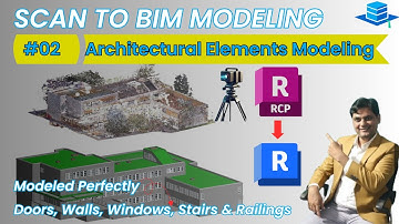 Point Cloud to Revit Tutorial Part-2 | Scan to BIM Model Walls, Doors, Windows, Stairs & Railings