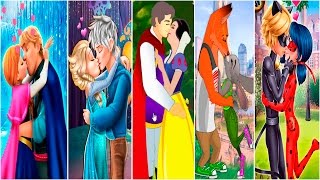 Disney Princess Elsa Anna Ladybug Judy and Snow White Kissing Compilation Games screenshot 2