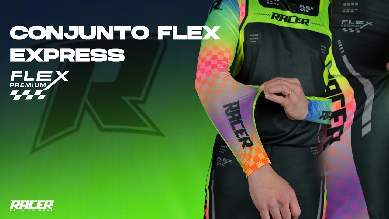 CONJUNTO RACER EXPRESS FLEX 04A AZUL, VERMELHO E AMARELO FLÚOR 2026
