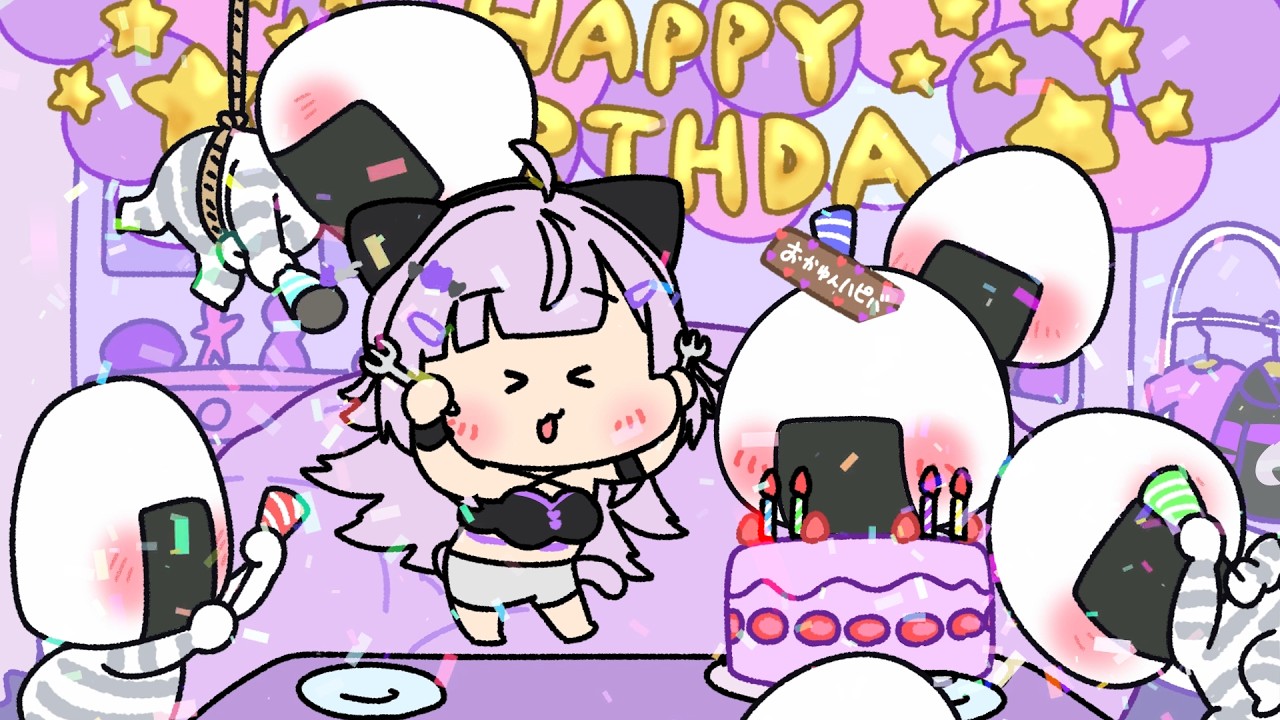 【手描き】【 #猫又おかゆ生誕祭2026 】おかゆんを祝うためにケーキになるおにぎりゃー #猫又おかゆ #ホロライブ #アニメ