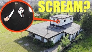 (scary) you won't believe what my drone caught on camera at the Scream House (We saw Ghost Face)