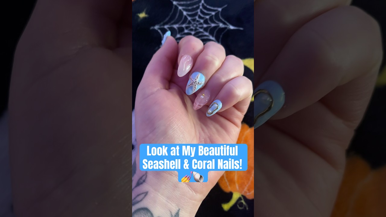 Ocean-Inspired Nails That Shine Like Coral & Seashells 🌊✨