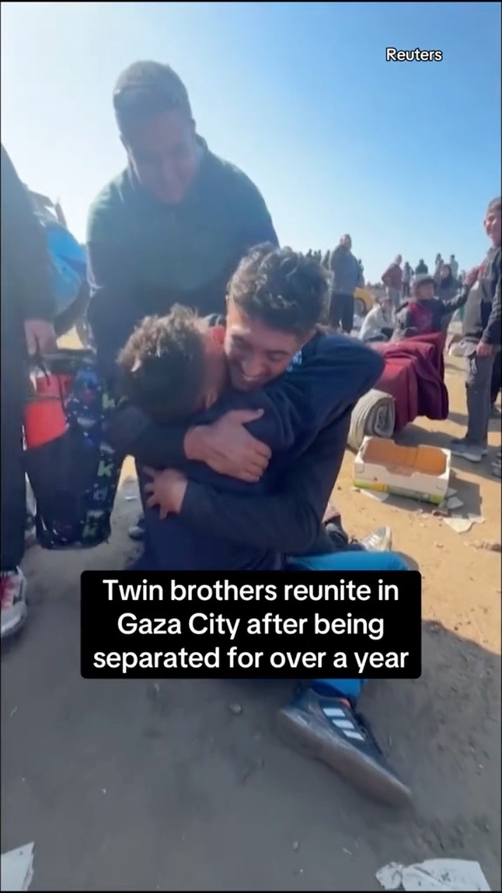 Twin brothers reunited in Gaza City after being separated over a year #shorts