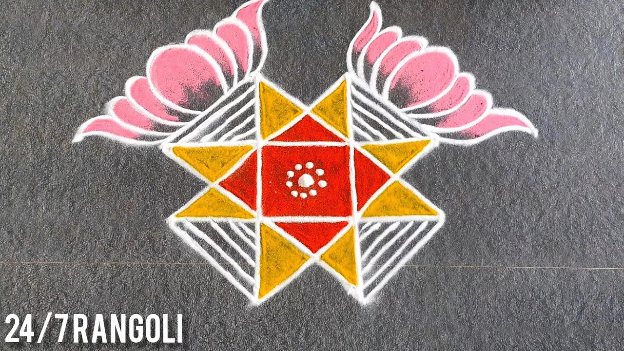 Beginners Rangoli with 4x2 Dots🌺 24/7 Rangoli🪷 Easy Daily Kolam🌺 Simple Muggulu Design #mindrelaxing