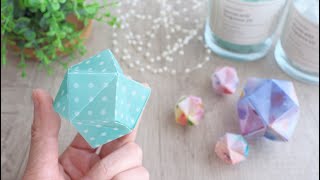 วิธีการทำ Kusudama หลายพื้นหลัง 24 ด้านจากกระดาษโอริกามิแผ่นเดียว / บทแนะนำ