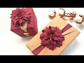 GIFT PACKING IDEAS | GIFT BOX WRAPPING with PAPER DAHLIA FLOWER DECORATION | I.Sasaki Original