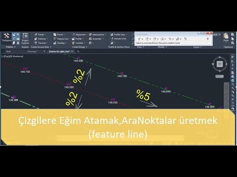 Çizgilere Eğim Atamak,AraNoktalar üretmek (feature line Autocad civil 3d)