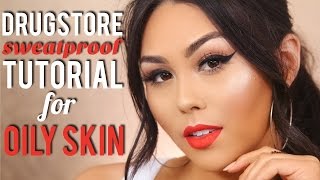 DRUGSTORE \/ AFFORDABLE SWEATPROOF WATERPROOF MAKEUP TUTORIAL FOR OILY SKIN