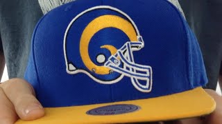 Athlete Statistics Rams '2T XL-LOGO SNAPBACK 2' Royal-Gold Adjustable Hat by Mitchell and Ness
