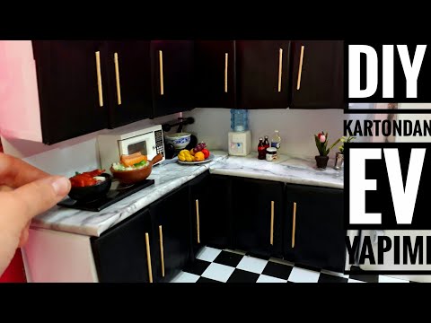 DIY | Kartondan Basit Ev Yapımı #1 | Mini Barbie Mutfak Yapımı | 5 dakikada hallet | Kendin Yap