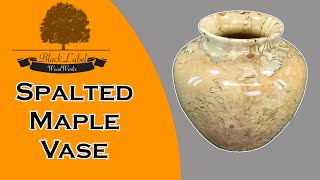 woodturning  spalted maple hollow form, wood vase.