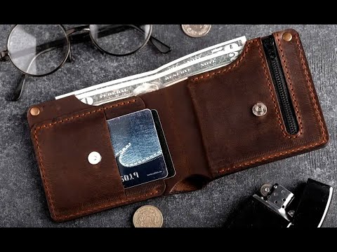 Чоловічий шкіряний гаманець з монетницею на блискавці Hudson BRWN коричневий з відділенням для карт, відео 1