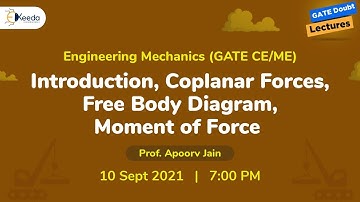 Engineering Mechanics - Introduction, Coplanar Forces, Free Body Diagram, Moment of Force | 10 Sept