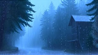 Tranquility in the rhythmic pattern of heavy rain at night, your perfect companion for stress relief