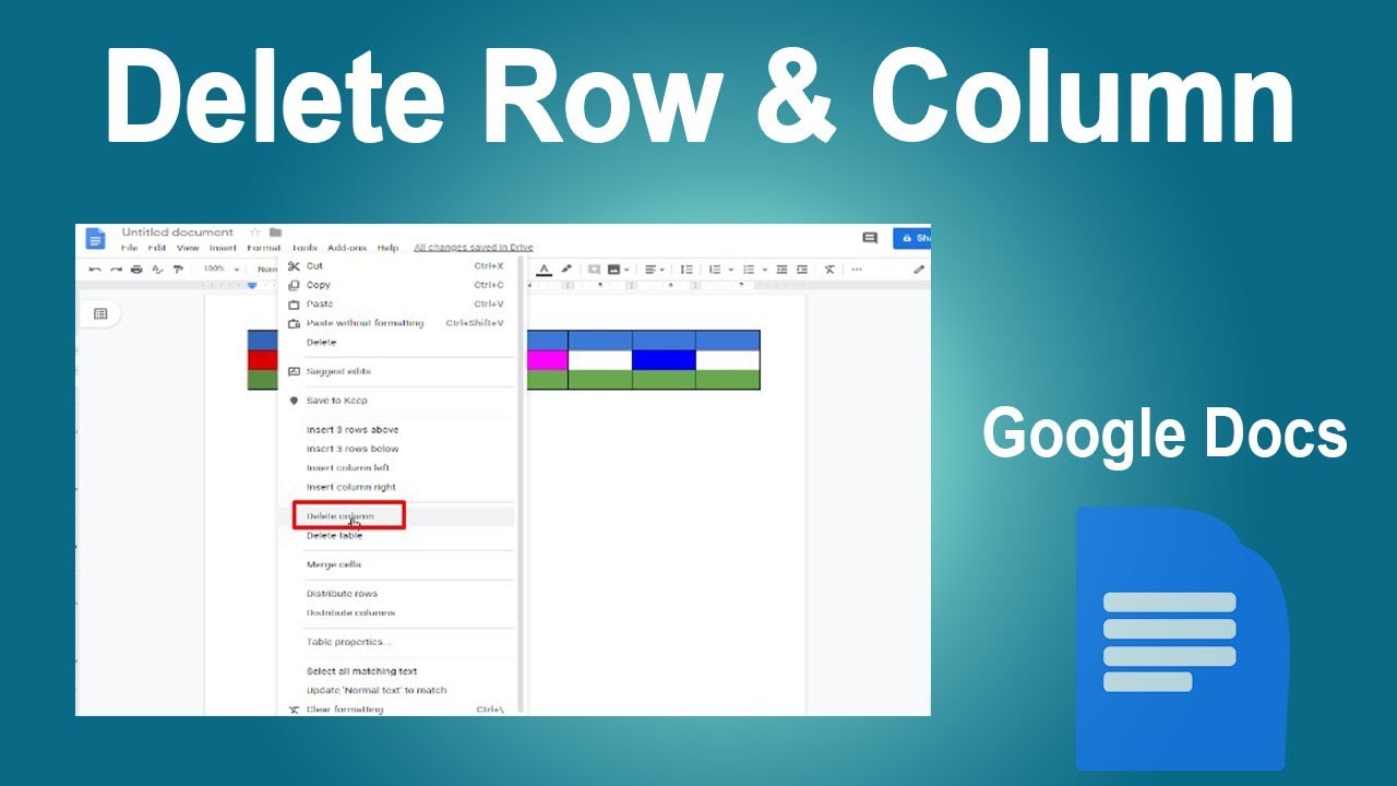 How To Delete Row And Column Of Table In Google Docs