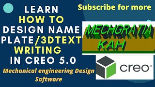 Creo Exercise Tutorial: Design of Name plate in Creo 5.0 using 3D text writing for Beginners