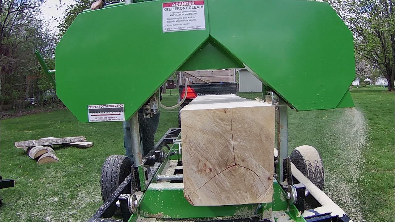 Loading and Cutting 23 Inch Hickory Log On Harbor Freight Sawmill YouTube