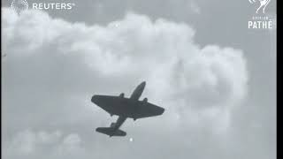 British canberra bomber plane makes world record altitude flight of over 13 miles high (1957)