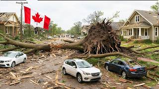 Chaos in London, Ontario !⛈️Tornado Like Violent Storms Uproot Trees, Cut Power & Widespread Damage