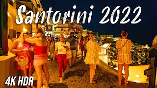 Santorini Greece Fira Thira Walking Tour 4K Hdr Nightlife Of Santorini 2022
