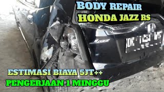 Perbaikan Body Honda Jazz RS 2008 Akibat Nabrak Tembok