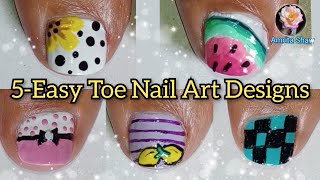 5-Easy Toe Nail Art Compilation #nailsbyamrita #toenailart #nailartforshortnails