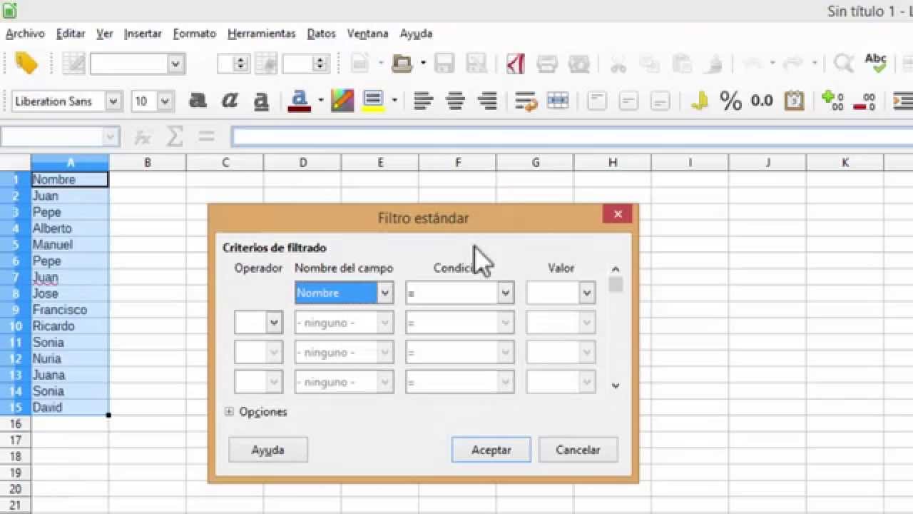 Eliminacion de duplicados, valores especificos y filtros rápidos en  LibreOffice CALC - YouTube