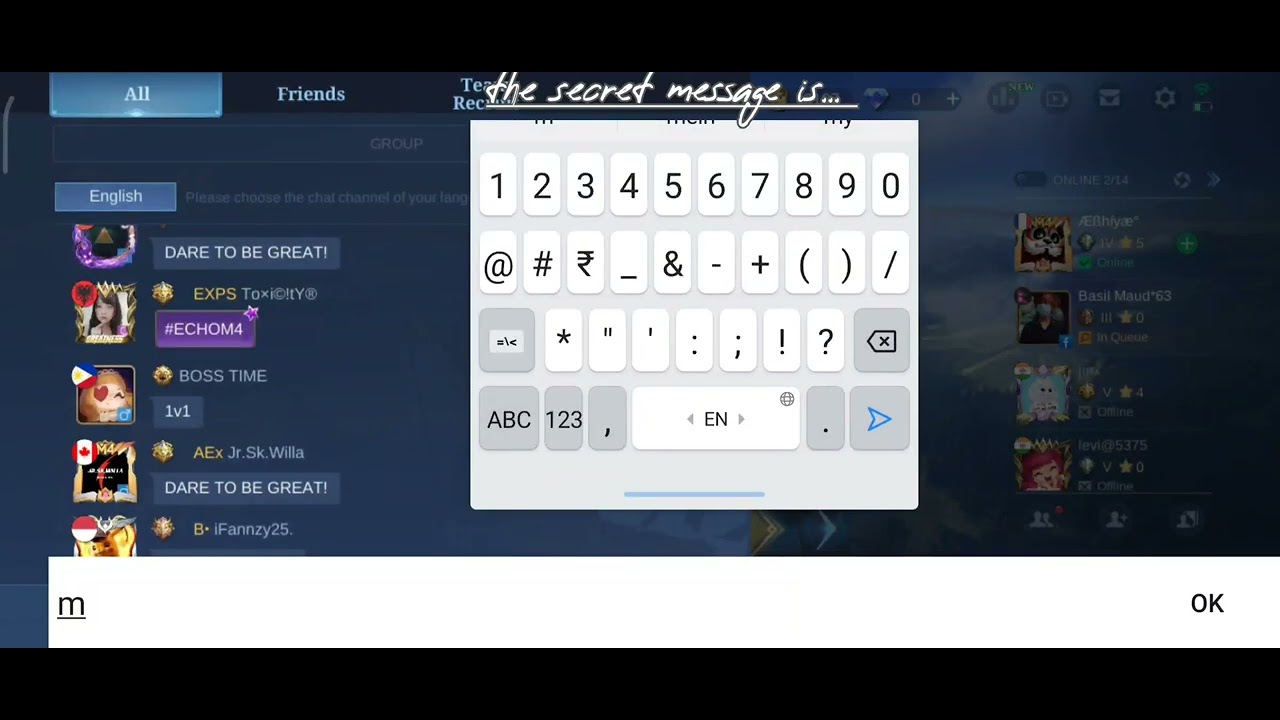 Secret message of mobile legends bang bang