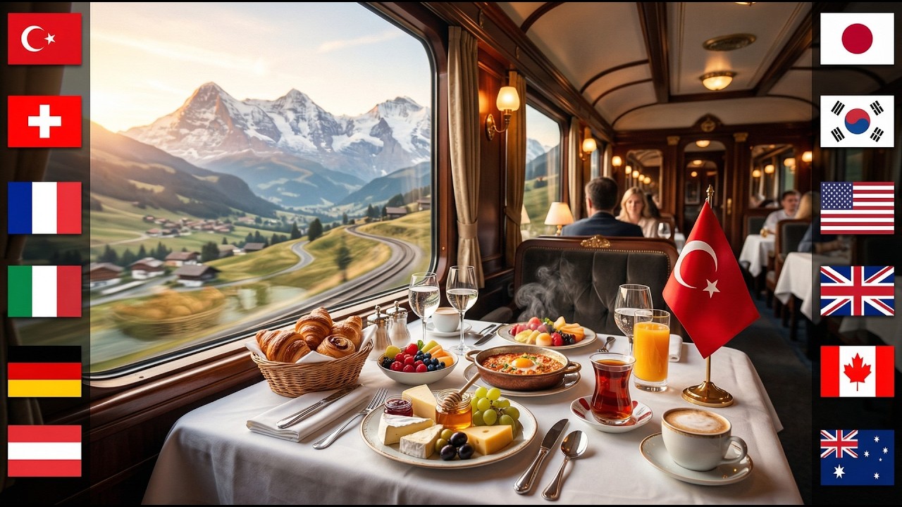 Luxury Train Breakfast Around the World 🌍  30 Countries Food Tour  Country ASMR