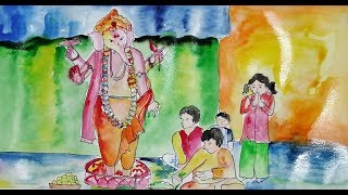 How to draw Ganpati Bappa Festival | God Ganesha water color drawing | Ganesh chaturthi special 2020