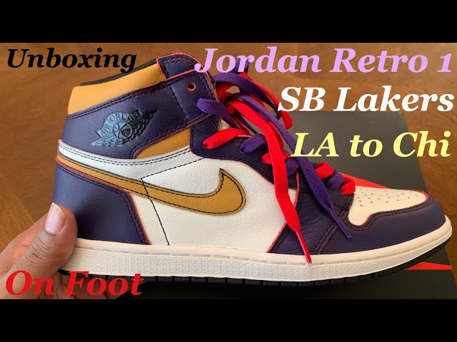 Jordan 1 Mid Lakers Unboxing + On Feet! 