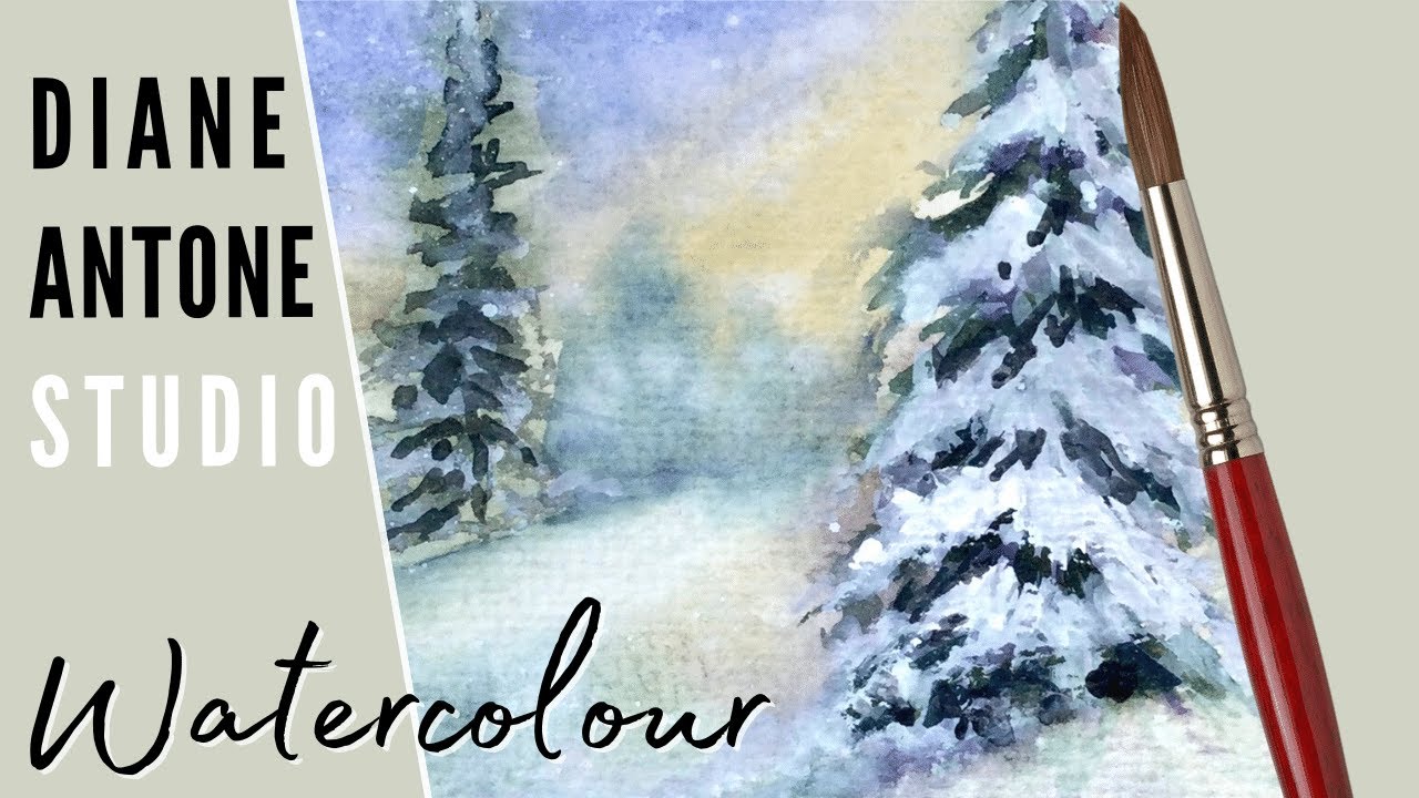 A simple method to paint snowy trees without white gouache or