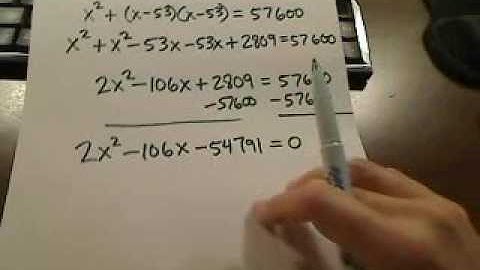 Solve a right triangle word problem using the quadratic formula