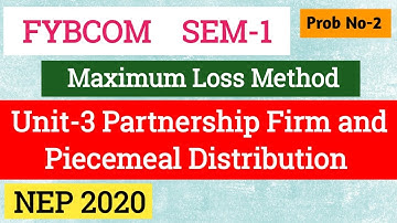 Maximum Loss Method | Unit-3 | Problems No-2 | FYBCOM SEM-I |  #accounting  #sppu #exam
