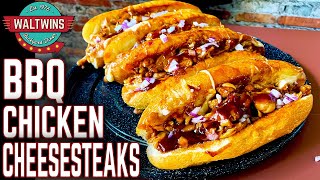 YOU HAVE TO MAKE THIS BBQ CHICKEN CHEESESTEAK ON THE FLAT TOP GRIDDLE - EASY RECIPE