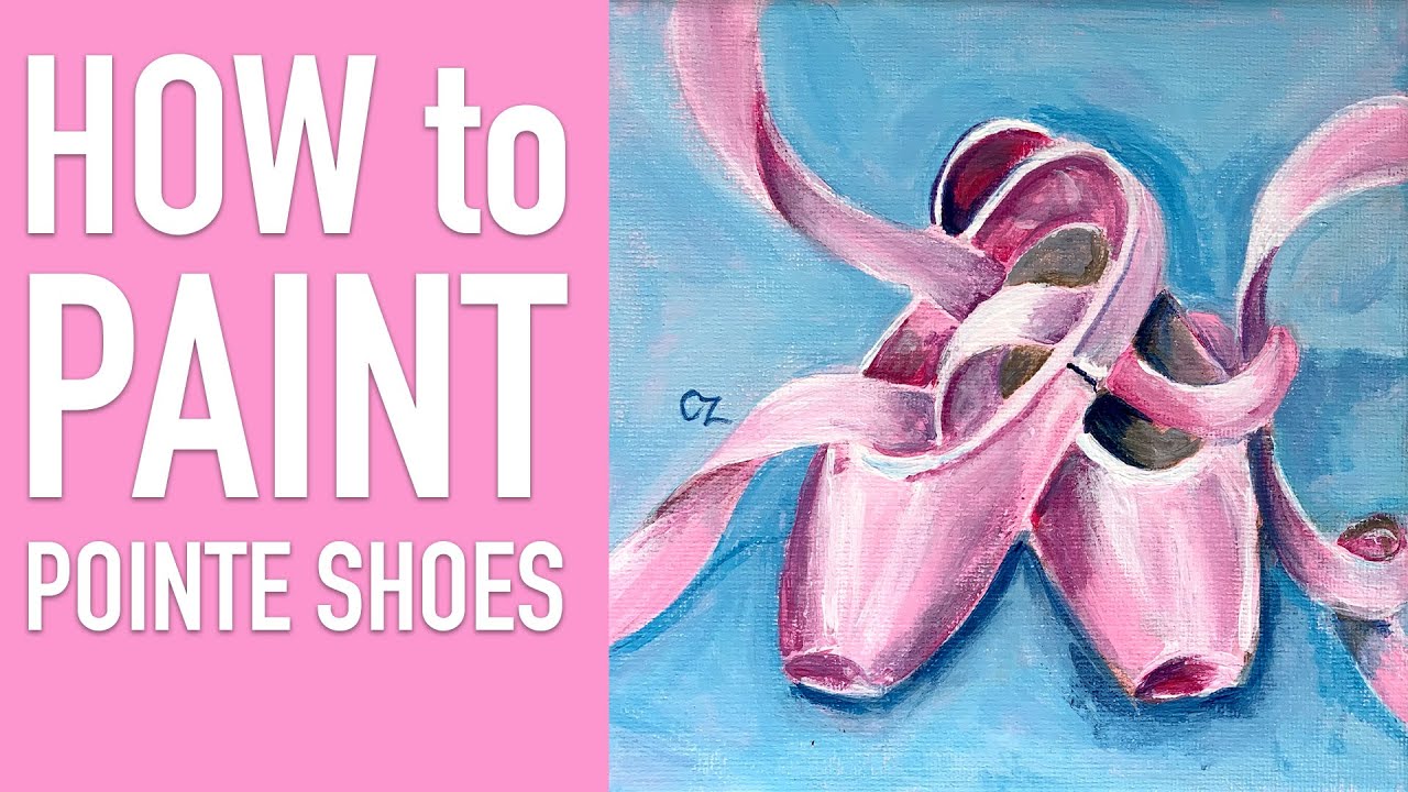 Timelapse tutorial How to paint Pointe shoes in acrylic YouTube