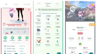 Pokémon Go Account Level 74 - Legendary 100: Diancie, Zacian, Lugia, Reshiram - 451 Shiny Available 