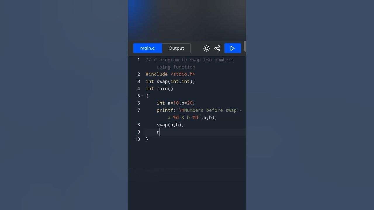 Swap two numbers using function in C programming #c #coding # ...