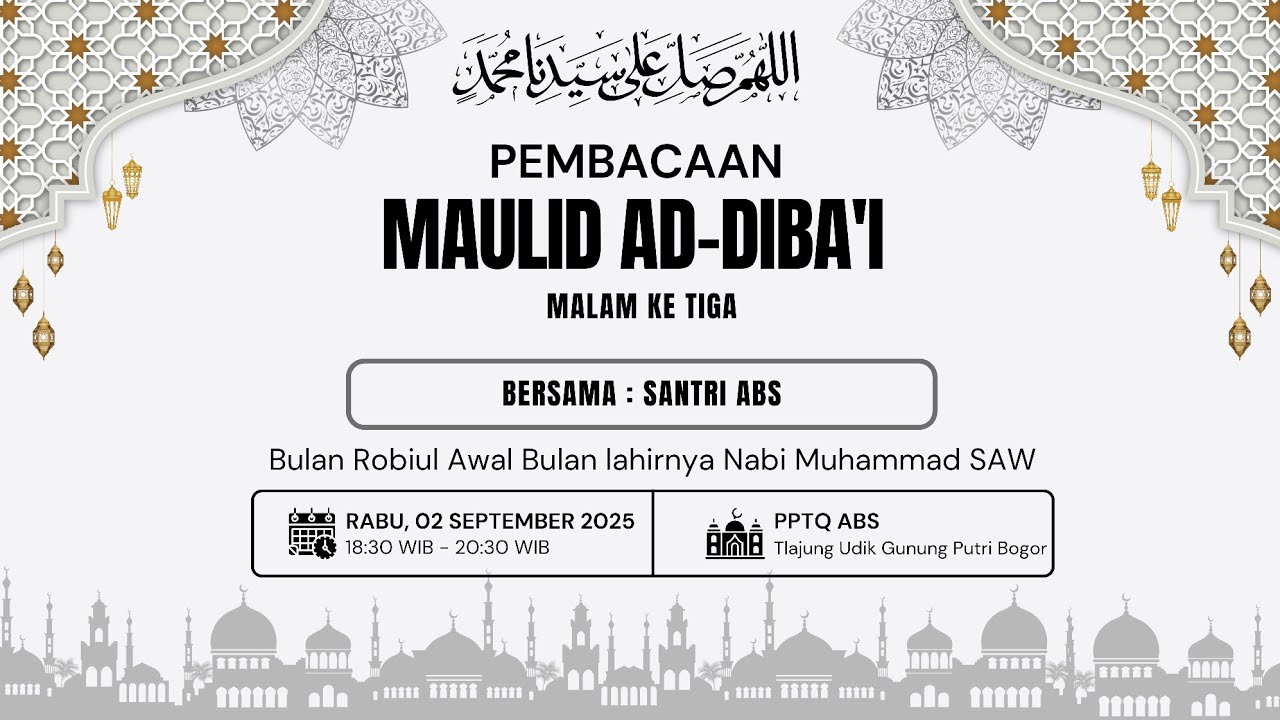 Pembacaan Maulid Ad-Diba'i || Malam Ke 10 Robiul Awal 1447 H.|| SANTRI ...
