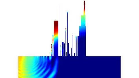 Seismic Wave Simulation COMSOL - Rayleigh Band Gaps Produced by Simulated Building Structures